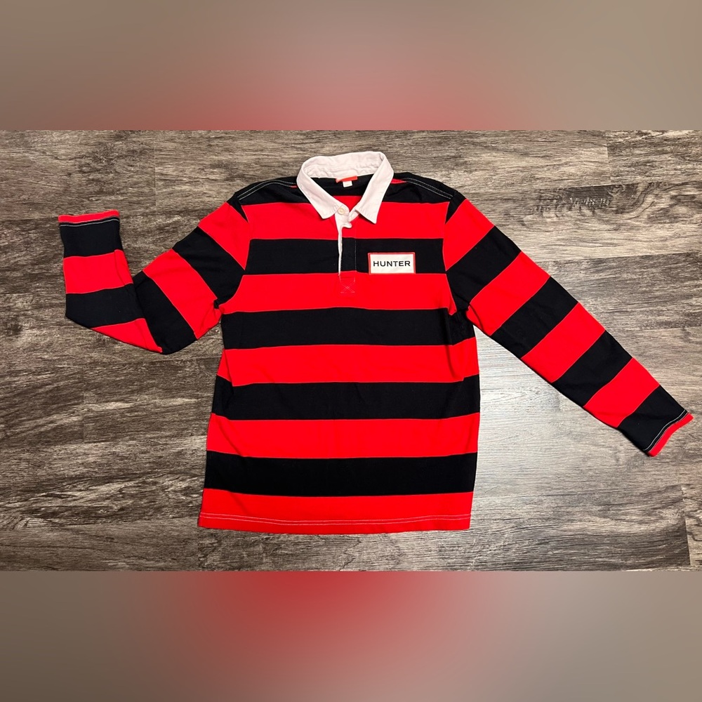 Like-New HUNTER Rugby M STRIPED Polo SHIRT